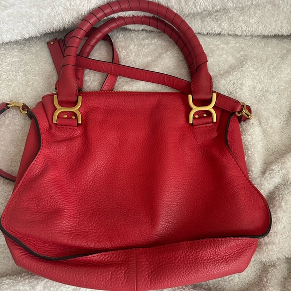 Like new Chloe Medium Marcie with long strap in a luscious poppy red! - Picture 4 of 14